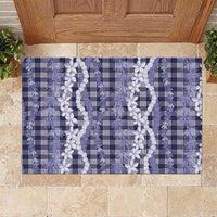 Hawaiian Ohia Lehua Lei Rubber Doormat Plaid Palaka Uliuli hohonu Pattern - Polynesian Pride