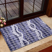 Hawaiian Ohia Lehua Lei Rubber Doormat Plaid Palaka Uliuli hohonu Pattern - Polynesian Pride