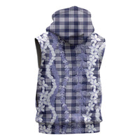 Hawaiian Ohia Lehua Lei Sleeveless Zip Hoodie Plaid Palaka Uliuli hohonu Pattern LT9 - Polynesian Pride