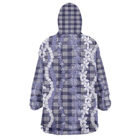 Hawaiian Ohia Lehua Lei Wearable Blanket Hoodie Plaid Palaka Uliuli hohonu Pattern - Polynesian Pride