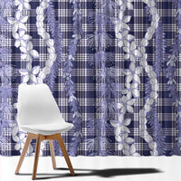 Hawaiian Ohia Lehua Lei Window Curtain Plaid Palaka Uliuli hohonu Pattern - Polynesian Pride