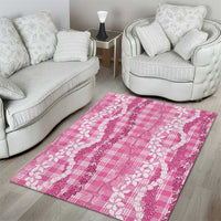 Hawaiian Ohia Lehua Lei Area Rug Plaid Palaka Akala Pattern LT9 - Polynesian Pride
