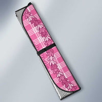 Hawaiian Ohia Lehua Lei Auto Sun Shade Plaid Palaka Akala Pattern - Polynesian Pride
