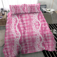 Hawaiian Ohia Lehua Lei Bedding Set Plaid Palaka Akala Pattern - Polynesian Pride