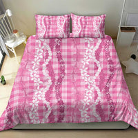 Hawaiian Ohia Lehua Lei Bedding Set Plaid Palaka Akala Pattern - Polynesian Pride