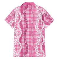 Hawaiian Ohia Lehua Lei Family Matching Off The Shoulder Long Sleeve Dress and Hawaiian Shirt Plaid Palaka Akala Pattern - Polynesian Pride