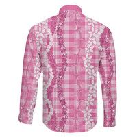 Hawaiian Ohia Lehua Lei Family Matching Off The Shoulder Long Sleeve Dress and Hawaiian Shirt Plaid Palaka Akala Pattern - Polynesian Pride