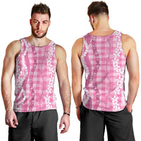 Hawaiian Ohia Lehua Lei Men Tank Top Plaid Palaka Akala Pattern - Polynesian Pride