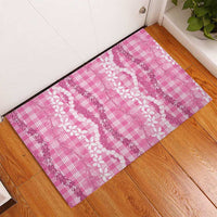 Hawaiian Ohia Lehua Lei Rubber Doormat Plaid Palaka Akala Pattern - Polynesian Pride