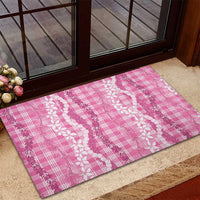 Hawaiian Ohia Lehua Lei Rubber Doormat Plaid Palaka Akala Pattern - Polynesian Pride