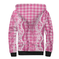 Hawaiian Ohia Lehua Lei Sherpa Hoodie Plaid Palaka Akala Pattern LT9 - Polynesian Pride