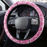 Hawaiian Ohia Lehua Lei Steering Wheel Cover Plaid Palaka Akala Pattern - Polynesian Pride