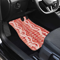 Hawaiian Ohia Lehua Lei Car Mats Plaid Palaka Ulaula Pattern - Polynesian Pride