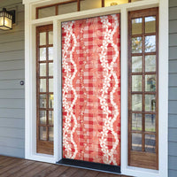 Hawaiian Ohia Lehua Lei Door Cover Plaid Palaka Ulaula Pattern - Polynesian Pride