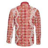 Hawaiian Ohia Lehua Lei Family Matching Off Shoulder Maxi Dress and Hawaiian Shirt Plaid Palaka Ulaula Pattern LT9 - Polynesian Pride