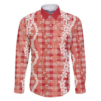 Hawaiian Ohia Lehua Lei Family Matching Summer Maxi Dress and Hawaiian Shirt Plaid Palaka Ulaula Pattern - Polynesian Pride