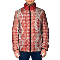 Hawaiian Ohia Lehua Lei Padded Jacket Plaid Palaka Ulaula Pattern - Polynesian Pride
