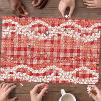 Hawaiian Ohia Lehua Lei Puzzle Plaid Palaka Ulaula Pattern - Polynesian Pride