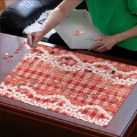 Hawaiian Ohia Lehua Lei Puzzle Plaid Palaka Ulaula Pattern - Polynesian Pride