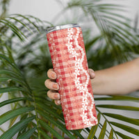 Hawaiian Ohia Lehua Lei Skinny Tumbler Plaid Palaka Ulaula Pattern - undefined