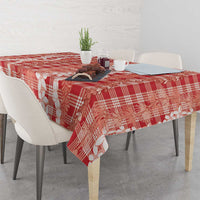 Hawaiian Ohia Lehua Lei Tablecloth Plaid Palaka Ulaula Pattern - Polynesian Pride
