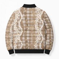 Hawaiian Ohia Lehua Lei Bomber Puffer Jacket Plaid Palaka Kalaihaahaa Pattern - Polynesian Pride