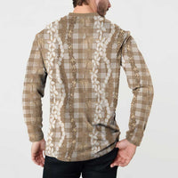 Hawaiian Ohia Lehua Lei Button Sweatshirt Plaid Palaka Kalaihaahaa Pattern - Polynesian Pride