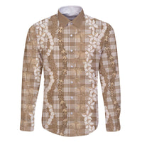 Hawaiian Ohia Lehua Lei Family Matching Off The Shoulder Long Sleeve Dress and Hawaiian Shirt Plaid Palaka Kalaihaahaa Pattern - Polynesian Pride