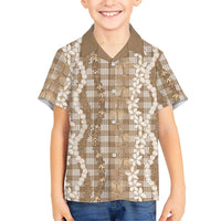 Hawaiian Ohia Lehua Lei Family Matching Short Sleeve Bodycon Dress and Hawaiian Shirt Plaid Palaka Kalaihaahaa Pattern - Polynesian Pride