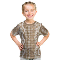 Hawaiian Ohia Lehua Lei Kid T Shirt Plaid Palaka Kalaihaahaa Pattern - Polynesian Pride