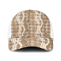 Hawaiian Ohia Lehua Lei Mesh Trucker Cap Plaid Palaka Kalaihaahaa Pattern - Polynesian Pride