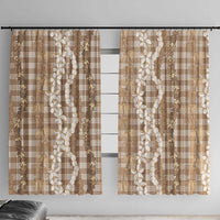 Hawaiian Ohia Lehua Lei Window Curtain Plaid Palaka Kalaihaahaa Pattern - Polynesian Pride