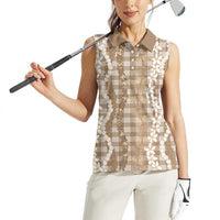 Hawaiian Ohia Lehua Lei Women Sleeveless Polo Shirt Plaid Palaka Kalaihaahaa Pattern - Polynesian Pride
