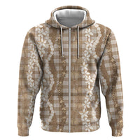 Hawaiian Ohia Lehua Lei Zip Hoodie Plaid Palaka Kalaihaahaa Pattern - Polynesian Pride