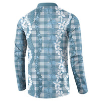 Hawaiian Ohia Lehua Lei Button Sweatshirt Plaid Palaka Uliuli Omaomao Pattern - Polynesian Pride