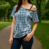 Hawaiian Ohia Lehua Lei Cross Shoulder Shirt Plaid Palaka Uliuli Omaomao Pattern - Polynesian Pride