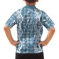 Hawaiian Ohia Lehua Lei Family Matching Off Shoulder Short Dress and Hawaiian Shirt Plaid Palaka Uliuli Omaomao Pattern - Polynesian Pride