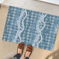 Hawaiian Ohia Lehua Lei Rubber Doormat Plaid Palaka Uliuli Omaomao Pattern - Polynesian Pride