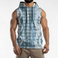 Hawaiian Ohia Lehua Lei Sleeveless Hoodie Plaid Palaka Uliuli Omaomao Pattern - Polynesian Pride