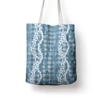 Hawaiian Ohia Lehua Lei Tote Bag Plaid Palaka Uliuli Omaomao Pattern - Polynesian Pride