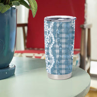 Hawaiian Ohia Lehua Lei Tumbler Cup Plaid Palaka Uliuli Omaomao Pattern - Polynesian Pride