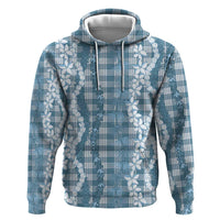 Hawaiian Ohia Lehua Lei Zip Hoodie Plaid Palaka Uliuli Omaomao Pattern - Polynesian Pride