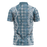 Hawaiian Ohia Lehua Lei Zipper Polo Shirt Plaid Palaka Uliuli Omaomao Pattern LT9 - Polynesian Pride