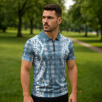 Hawaiian Ohia Lehua Lei Zipper Polo Shirt Plaid Palaka Uliuli Omaomao Pattern LT9 - Polynesian Pride