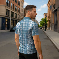 Hawaiian Ohia Lehua Lei Zipper Polo Shirt Plaid Palaka Uliuli Omaomao Pattern LT9 - Polynesian Pride