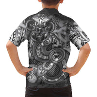 Aotearoa Maori Hei Tiki Family Matching Off The Shoulder Long Sleeve Dress and Hawaiian Shirt Kiwikiwi Kowhaiwhai Puhoro Motif