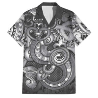 Aotearoa Maori Hei Tiki Family Matching Off The Shoulder Long Sleeve Dress and Hawaiian Shirt Kiwikiwi Kowhaiwhai Puhoro Motif