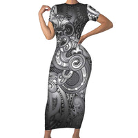 Aotearoa Maori Hei Tiki Family Matching Short Sleeve Bodycon Dress and Hawaiian Shirt Kiwikiwi Kowhaiwhai Puhoro Motif