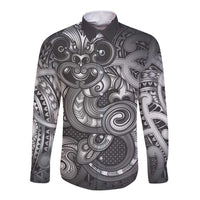 Aotearoa Maori Hei Tiki Long Sleeve Button Shirt Kiwikiwi Kowhaiwhai Puhoro Motif