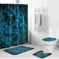 Aotearoa Maori Hei Tiki Bathroom Set Kikorangi Kowhaiwhai Puhoro Motif
